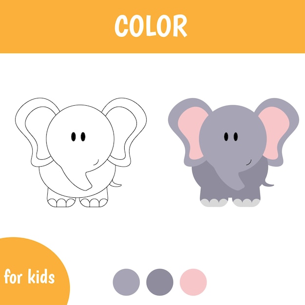 Folha de cores para elefante infantil