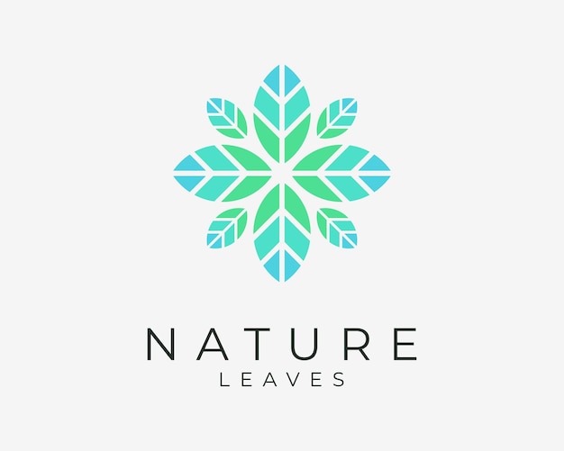 Vetor folha de flor abstrata folhas verdes planta natural jardim oriental decoração ícone vector design de logotipo