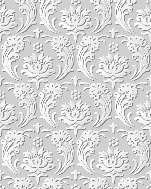 Folha de flor cruzada em espiral 3D sem costura de arte em papel damasco