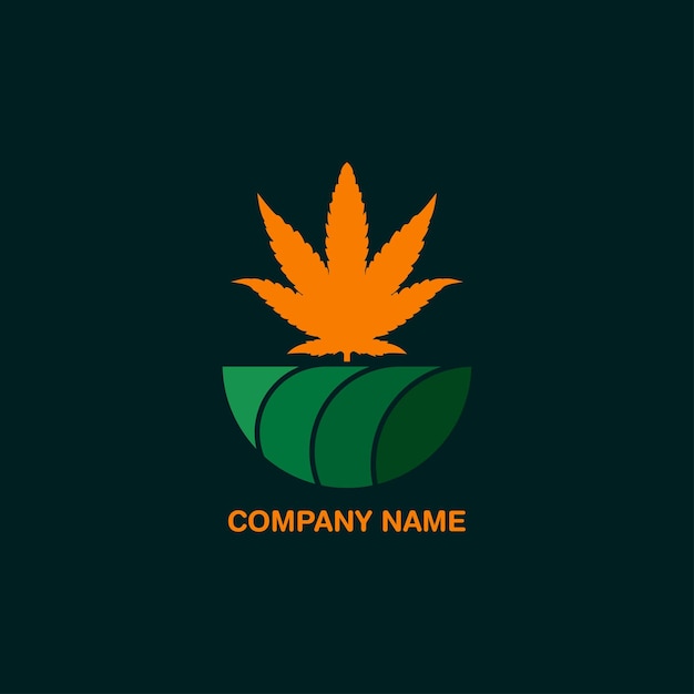 Folha de maconha orgânica e logotipo de armas ninja para negócios vetoriais premium