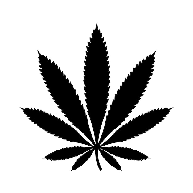 Folha de maconha ou cannabisilustração vetorial simplesCor preta