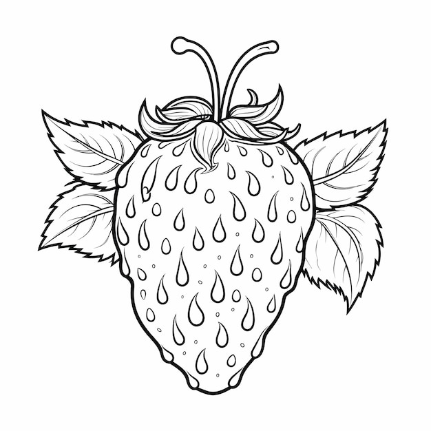 Vetor folha de morango ilustração vetorial de desenho animado conceito de natureza isolado mascote premium fruta página de coloração
