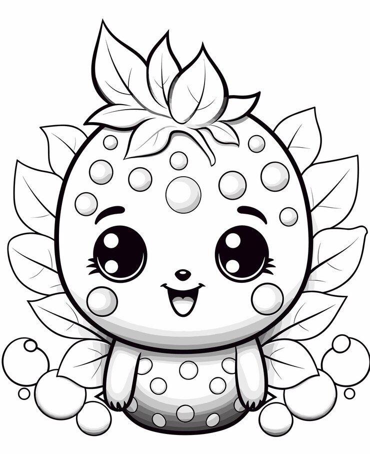 Vetor folha de morango ilustração vetorial de desenho animado conceito de natureza isolado mascote premium fruta página de coloração