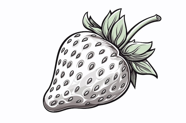 Folha de morango ilustração vetorial de desenho animado conceito de natureza isolado mascote premium fruta página de coloração