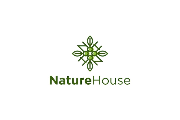 Folha de natureza arredondada design de logotipo orgânico fazenda fresca botânica vida à base de plantas