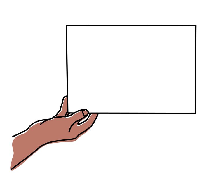 Vetor folha de papel a4 desenhada à mão com uma linha fina