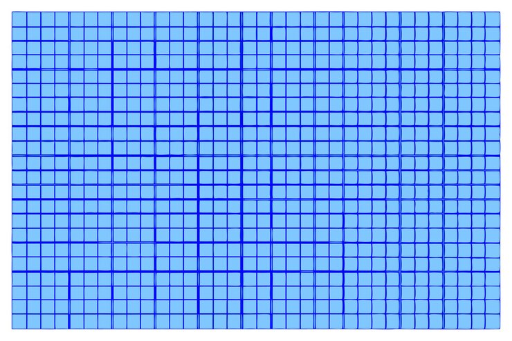 Vetor folha de papel de gráfico azul com grade uniformemente espaçada ideal para uso em matemática e engenharia