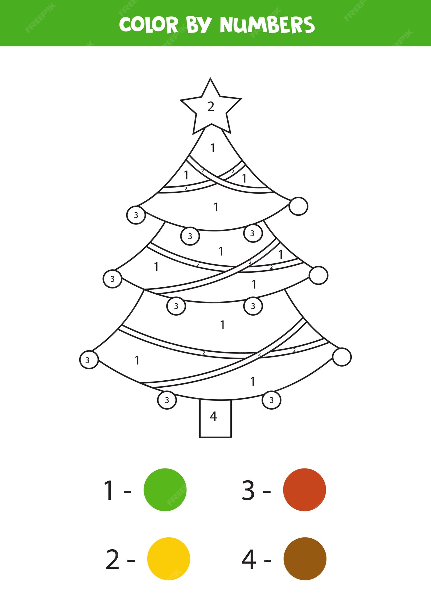 Página Para Colorir Com árvore De Natal PNG , Colorir Por Números