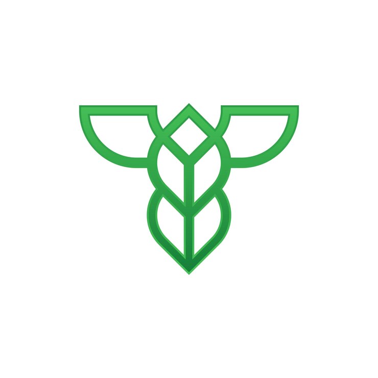 Vetor folha moderna e elegante da letra t ou logotipo das folhas