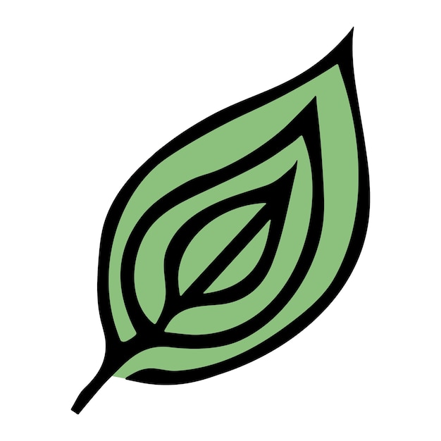 Folha simples desenhada à mão eco doodle clipart ilustração botânica