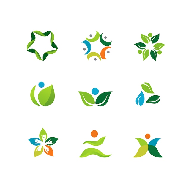 Folha verde de logotipo de coleção