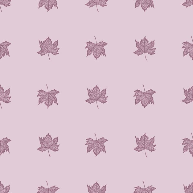 Folhas de bordo gravadas sem costura Padrão de fundo vintage botânico com folhagem canadense em estilo desenhado à mão