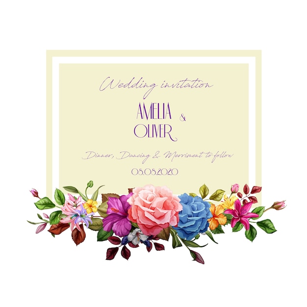 folhas de flores de hibisco de lírio rosa realista decorado modelo vintage com padrão floral aquarela elegante. ilustração de fundo. Cartão de convite de casamento casamento
