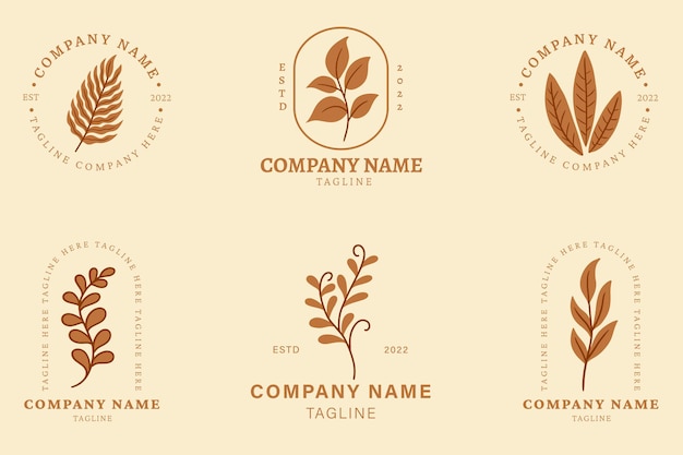 Folhas de folha de laranjeira minimalista nature logo coleção estilo laranja pastel