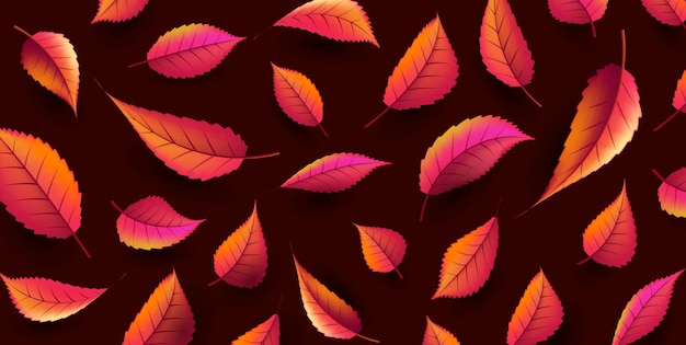 Folhas de outono coloridas caindo em diferentes formas textura cores escuras e quentes premium