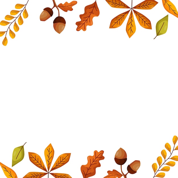 Folhas de outono de bolotas de bordo de cinzas de montanha o conceito de outono ilustração vetorial para imprimir um folheto de banner de pôster