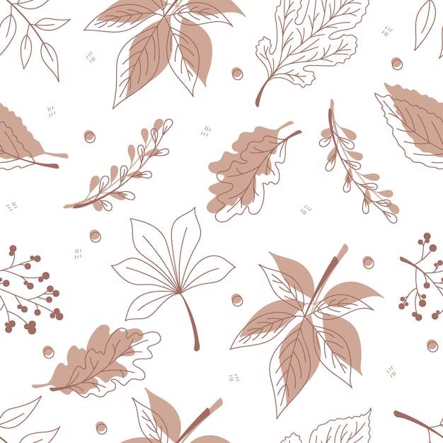 Vetor folhas de outono, padrão sem emenda no estilo doodle. impressão para roupas, pratos, têxteis. ilustração eps10 do vetor.