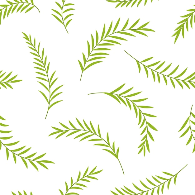 Folhas de palmeira padrão sem costura folhas tropicais verdes vetor de desenho animado plano
