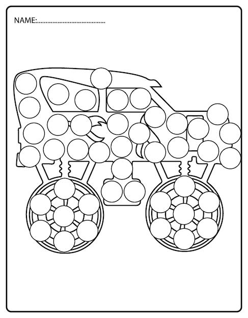 Folhas de trabalho engraçadas off road de monster truck para colorir para crianças