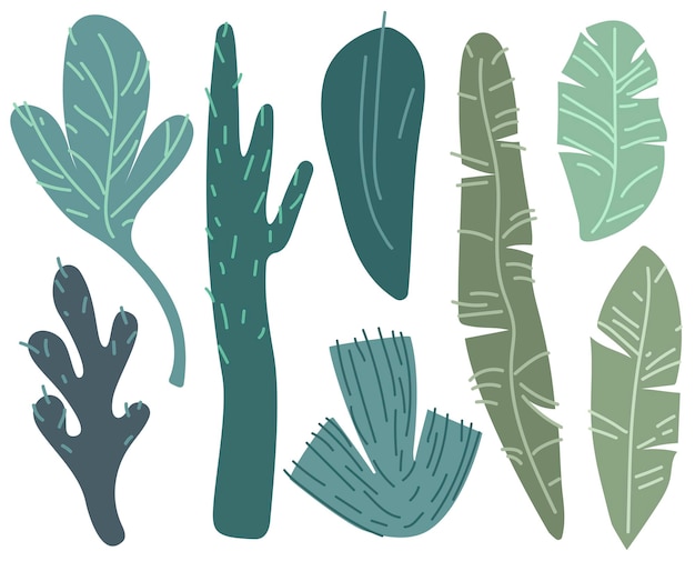 Folhas de vetor em estilo doodle para decorar fundos etc