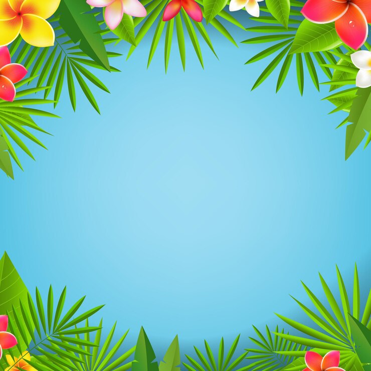 Vetor folhas e flores tropicais