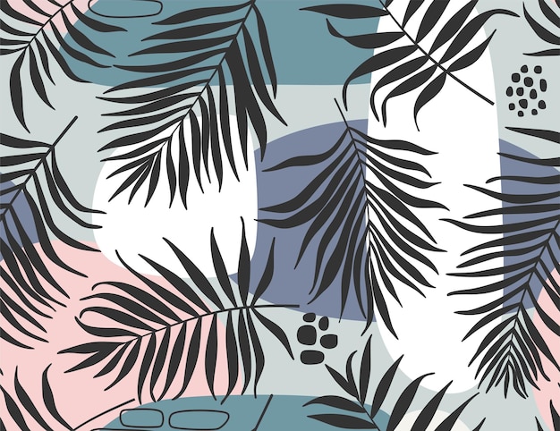 Folhas tropicais com padrão sem costura