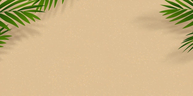 Folhas tropicais e sombras numa parede bege