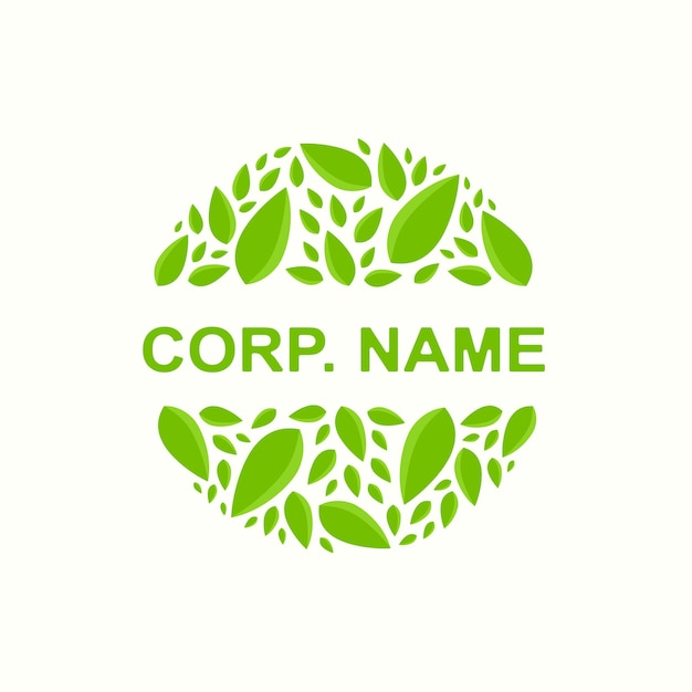 folhas verdes logotipo de círculo estilo plano para uso loja orgânica empresa de ecologia