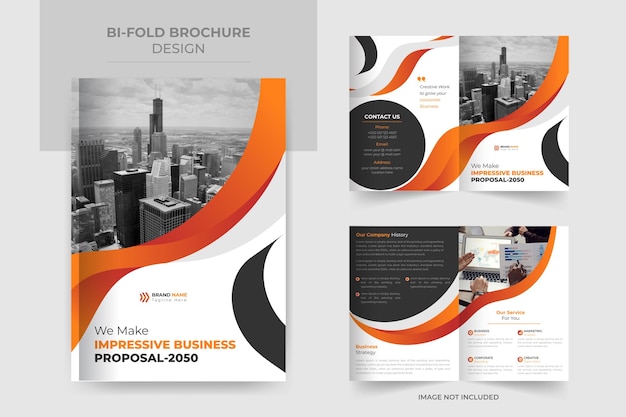Vetor folheto com duas dobras de negócios corporativos para design de capa de relatório anual de perfil de empresa