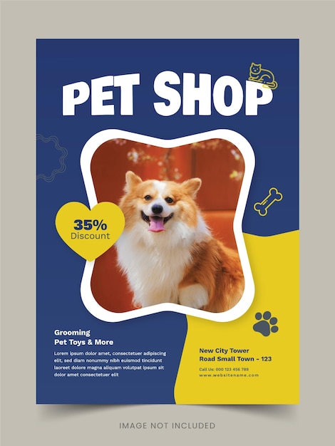 Folheto da loja de animais de estimação Cuidados com animais de estimações Folheto de assento Imprimir modelo