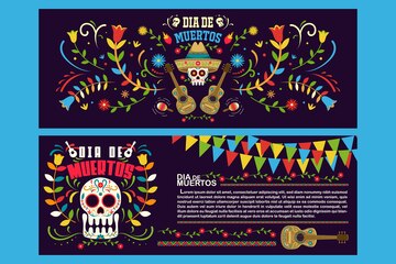 El dia de los muertos, a tradução é dia dos mortos. banner para o