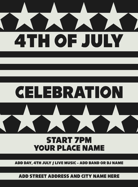 Folheto de cartaz de celebração do dia da independência de quatro de julho design de postagem de mídia social