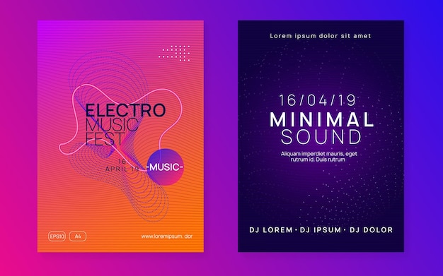 Folheto de festa eletrônica neon electro dance music techno fest ev