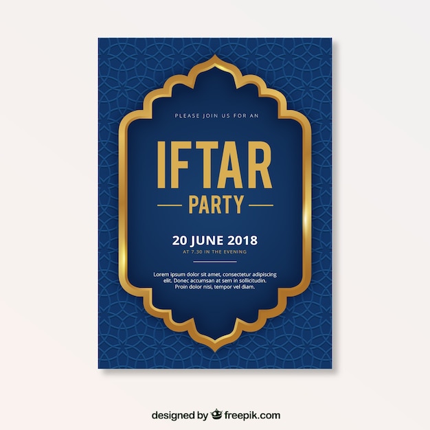 Folheto de festa Iftar com padrão