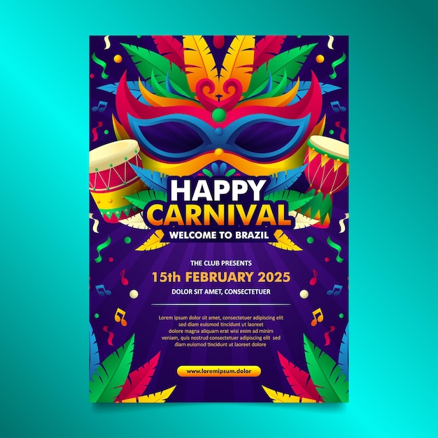 Vetor folheto de festival brasileiro feliz colorido com design plano