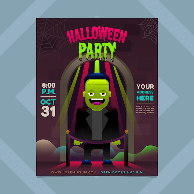 Folheto de Halloween em estilo gradiente