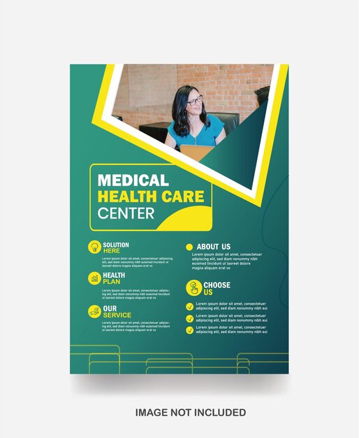 Vetor folheto de hospital, folheto corporativo, capa de banner médico, modelo de design de pôster de clínica