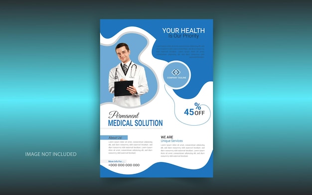 Folheto de layout de design de folheto ou cartaz de cuidados de saúde médicos modernos para modelo de apresentação