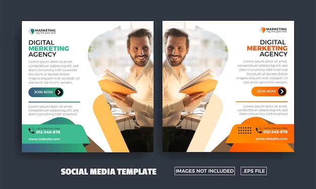 Folheto de modelo de mídia social para agência de marketing digital