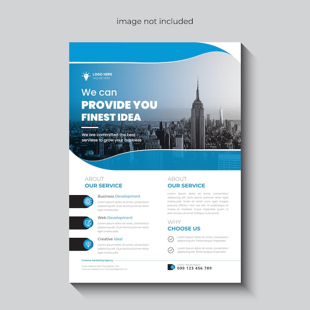 Folheto de negócios corporativos, modelo de folheto de agência de marketing digital moderna Vetor Premium