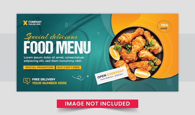 Folheto de promoção de menu de comida ou modelo de banner da web