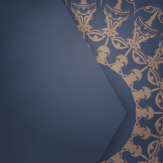 Folheto de saudação em azul com enfeite marrom vintage para seus parabéns.