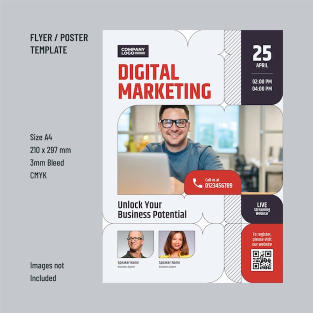 Folheto de webinar de marketing digital