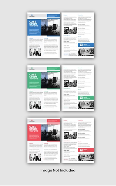 Vetor folheto folheto de estudo de caso modelo design de variação de cor