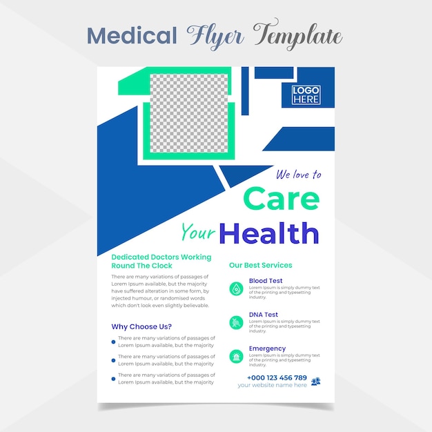 Vetor folheto médico e de saúde e design de modelo de cartaz