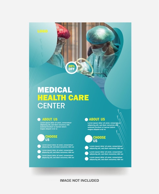 Folheto médico folheto corporativo capa de banner de marketing design de pôster clínico modelo de folheto de saúde