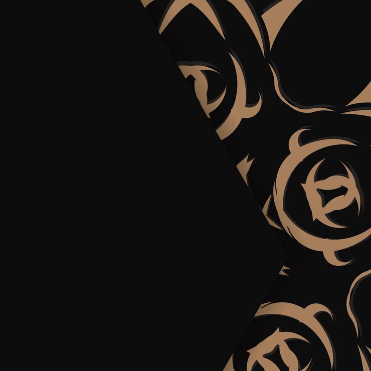 Vetor folheto preto com ornamento mandala marrom para seus parabéns.