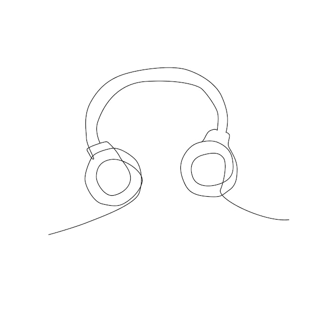 Fone de ouvido de desenho de arte de linha contínua