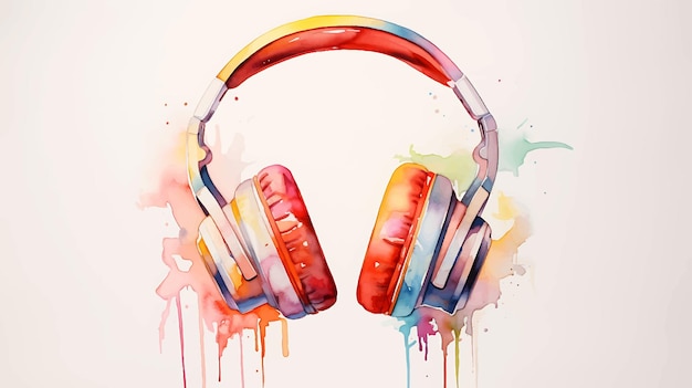 Fones de ouvido aquarelados