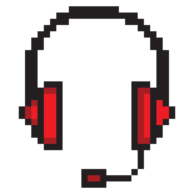 Fones de ouvido com estilo pixel art